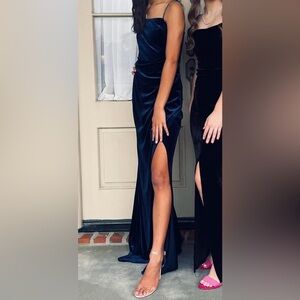 Honey & Rosie Navy Blue Crushed Velvet Formal